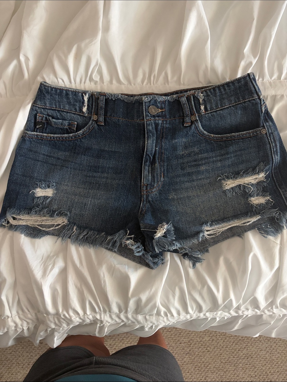KanCan Distressed Dark Blue Denim Cutoff Shorts